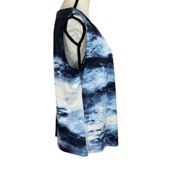 Calvin Klein X-Large Top Sleeveless Stretch Pleated Abstract Keyhole Round Neck - Picture 3 of 10